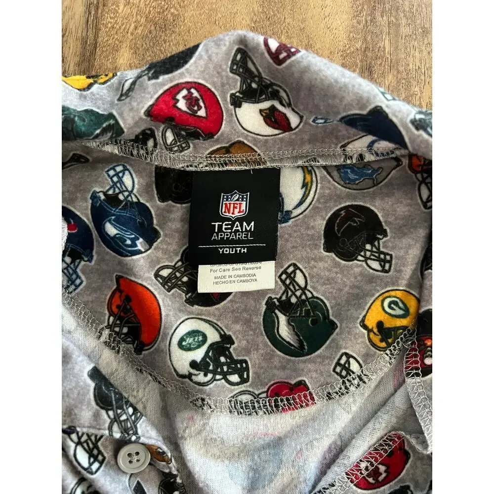 NFL Team Apparel Youth Football Helmets Shirt & Pajama 2 Piece Set Size Large